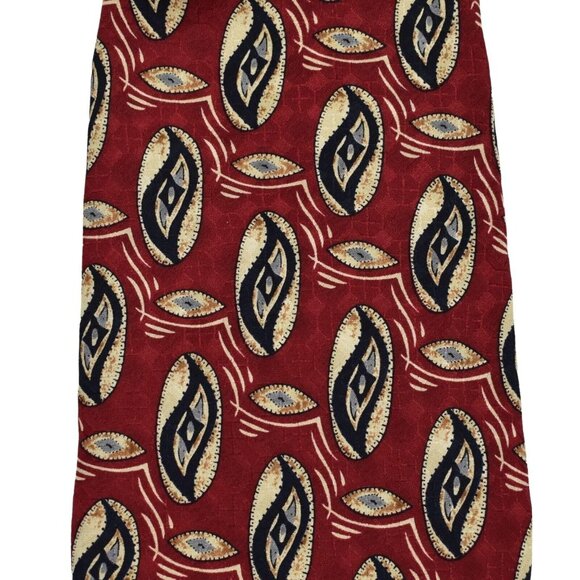Vintage G J Cahn Mens Tie Necktie Silk Geometric Red Hand Sewn in USA 60 in - Picture 2 of 6